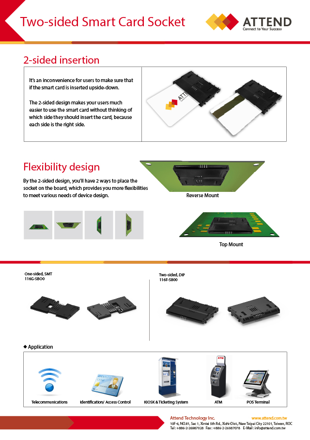 Smart Card Socket | Flexibility design for two side