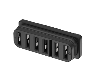 304B-6406SN1 Blade Battery Conn., Female DIP Vertical, 6P, IP67, 30A