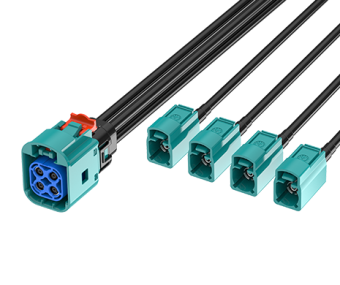 FR-1J4J-100Z02W Mini FAKRA B Jack 2x2 to FAKRA Jack x4, L=100CM, IP67, Z